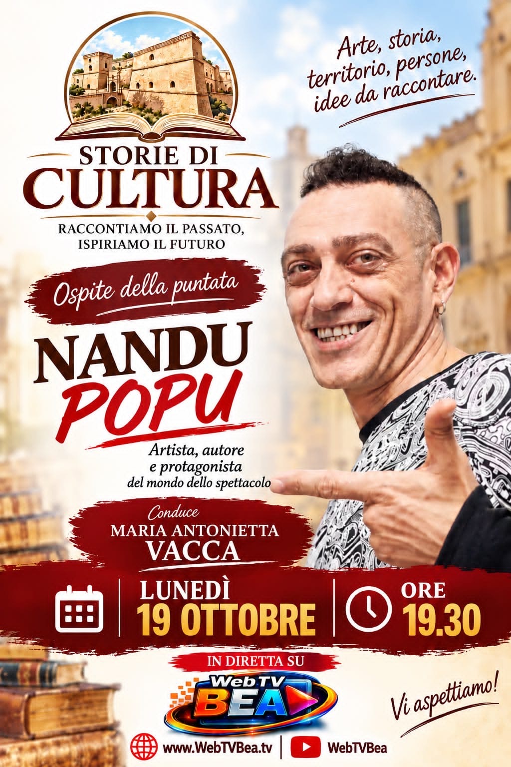 “Storie di Cultura” debutta su Web TV BEA: Nandu Popu ospite della prima puntata